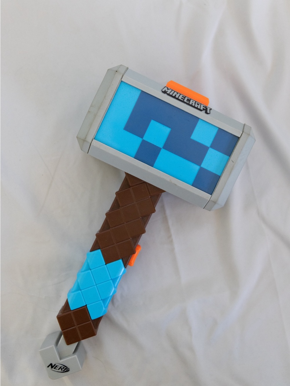 Nerf Minecraft Diamond Hammer Toy - Blue, Brown, Gray, Orange